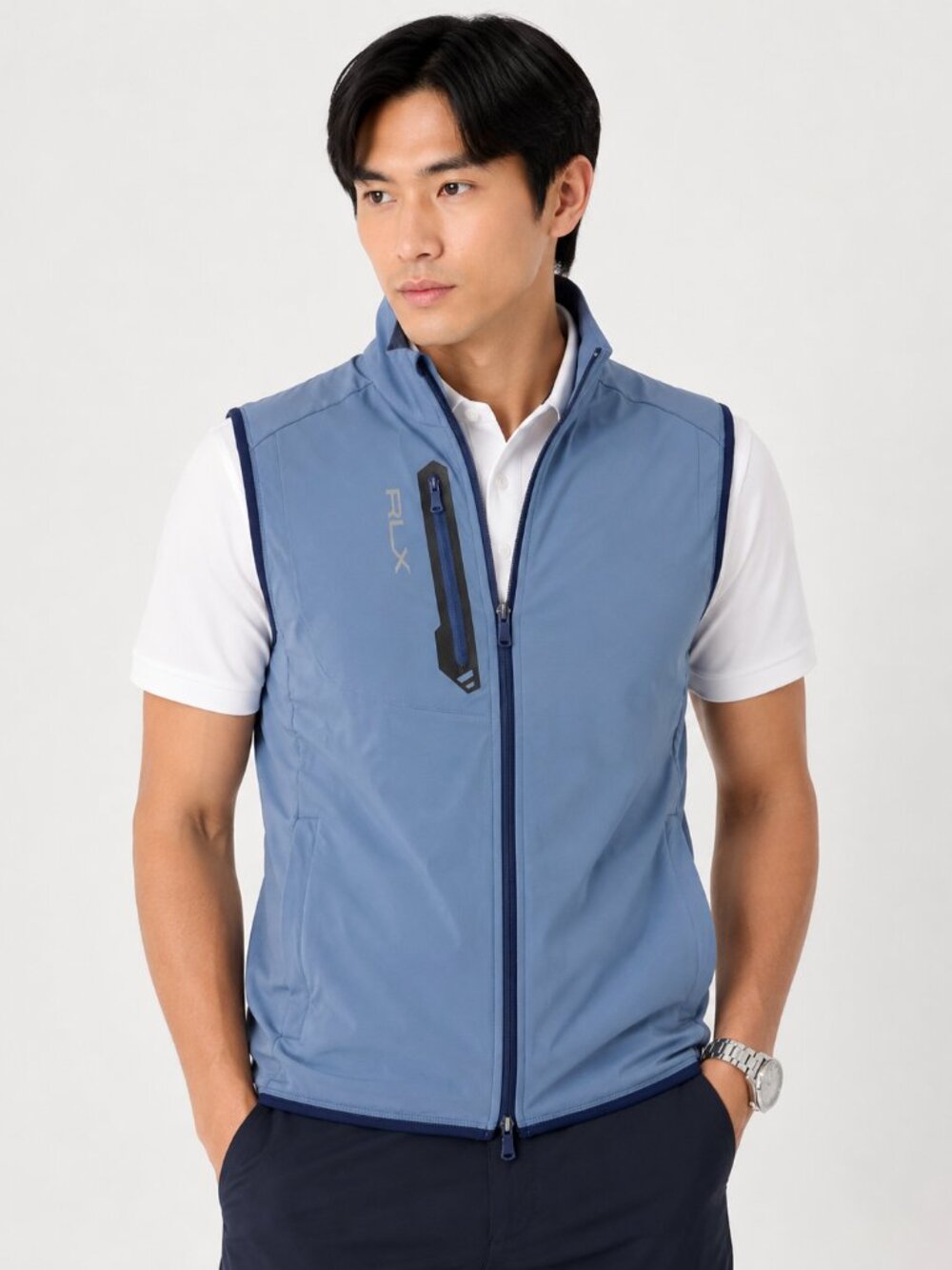RLX Ralph Lauren Men’s M Blue Performance Full Zip Golf Vest NWT